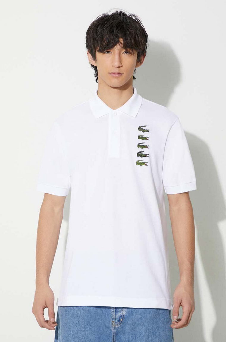 Lacoste polo bawełniane kolor biały z aplikacją PH3474 001