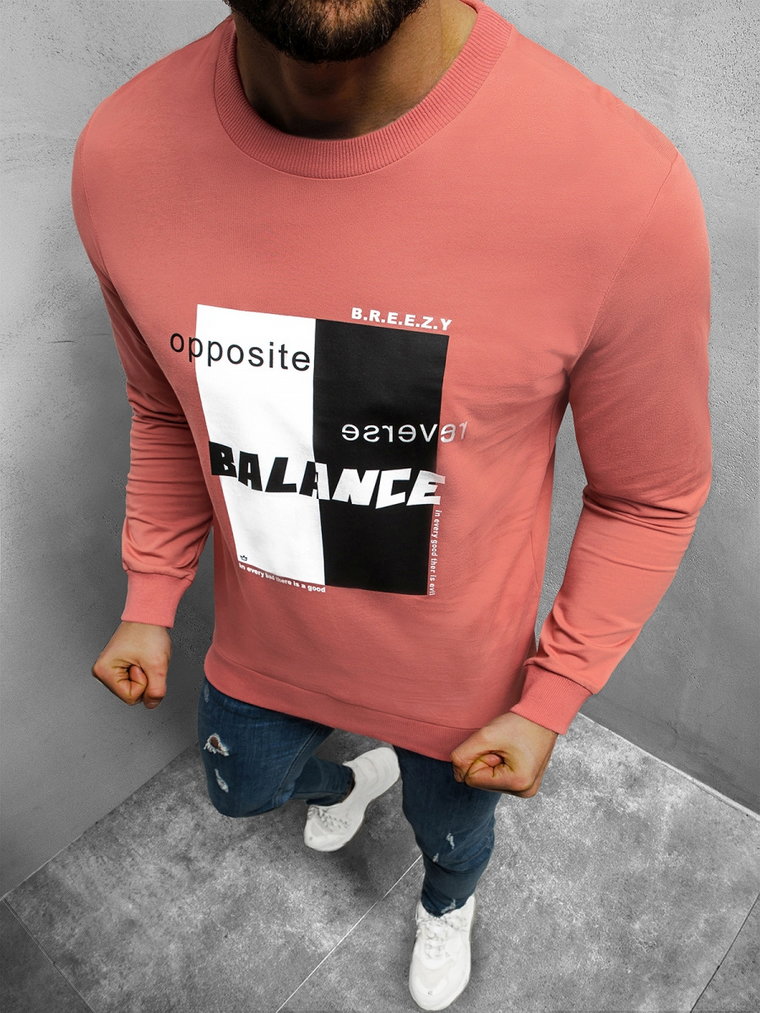 BLUZA MĘSKA CREWNECK CIEMNO-RÓŻOWA OZONEE B/21402023Z