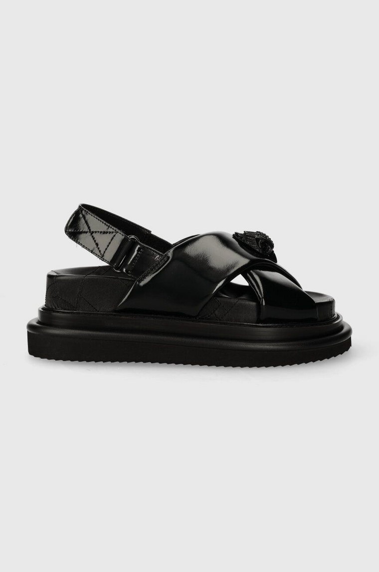 Kurt Geiger London sandały skórzane Orson Cross Strap Sandal damskie kolor czarny na platformie 2028900309