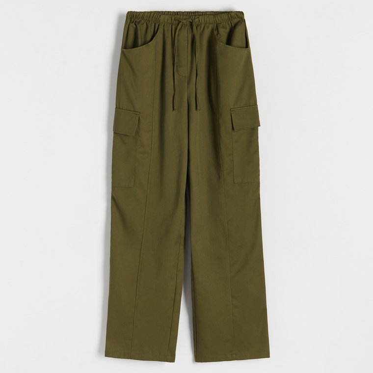 Reserved - Spodnie cargo z lyocellem - zielony