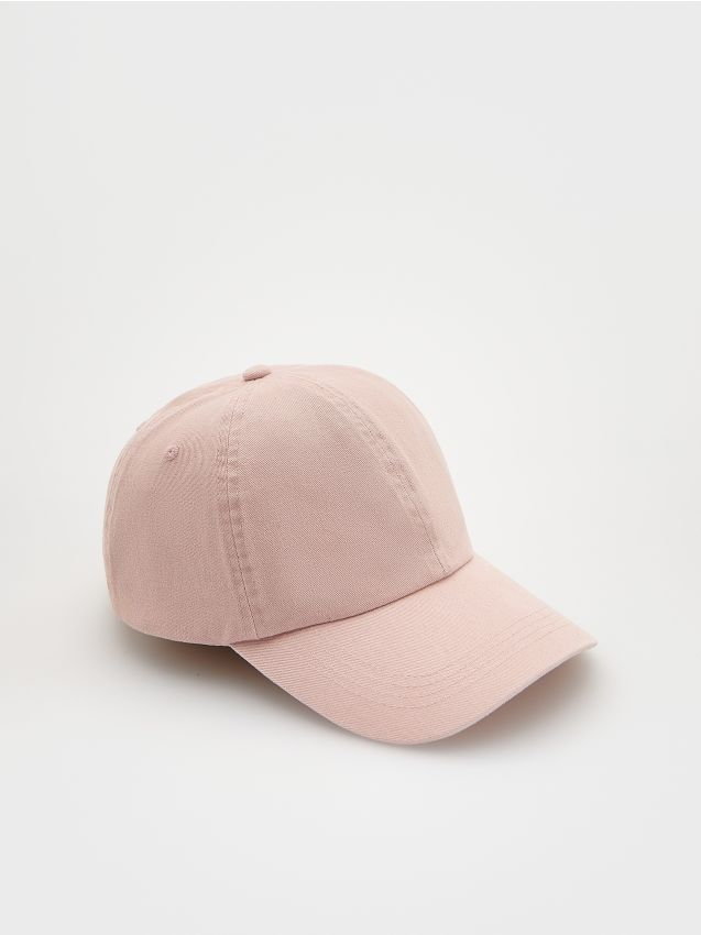 Reserved - Bawełniana czapka z daszkiem - pastelowy róż
