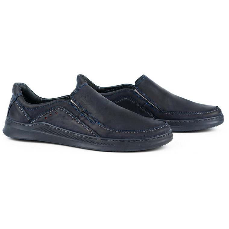 Buty męskie wsuwane skórzane SLIP-ON 216GT granatowe