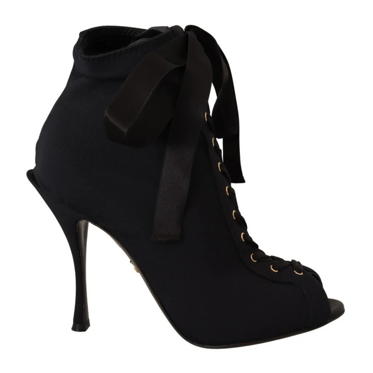 Black Stretch Short Ankle Boots Shoes Dolce & Gabbana
