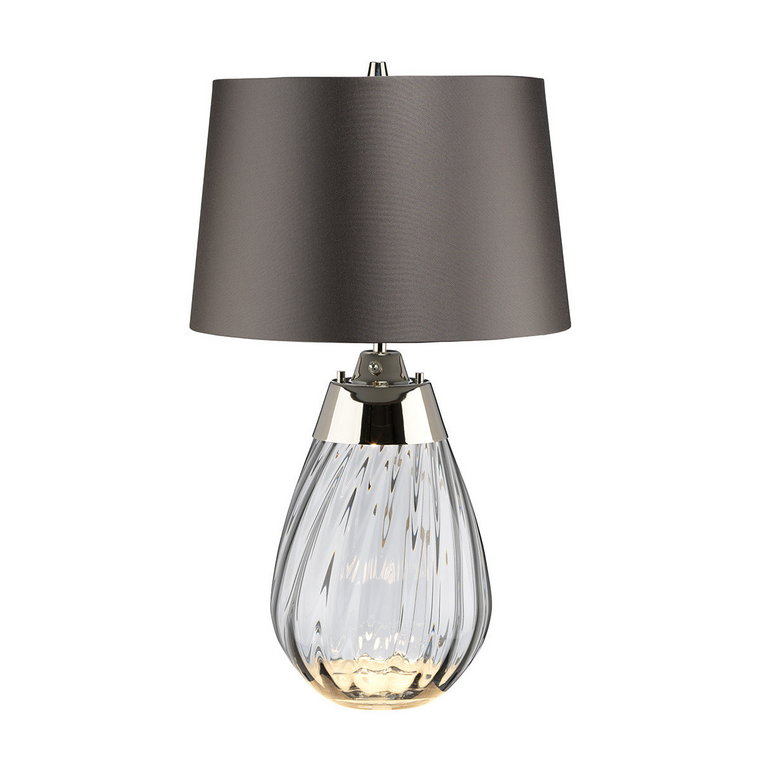 Lampa stołowa dymiona szklana z szarym abażurem 60 cm Lena E27 60W Elstead