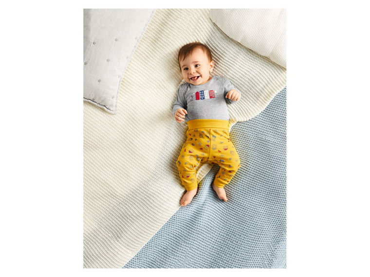 lupilu Spodnie dresowe niemowlęce z biobawełny, 2 pary (50/56, Żółty/szary)