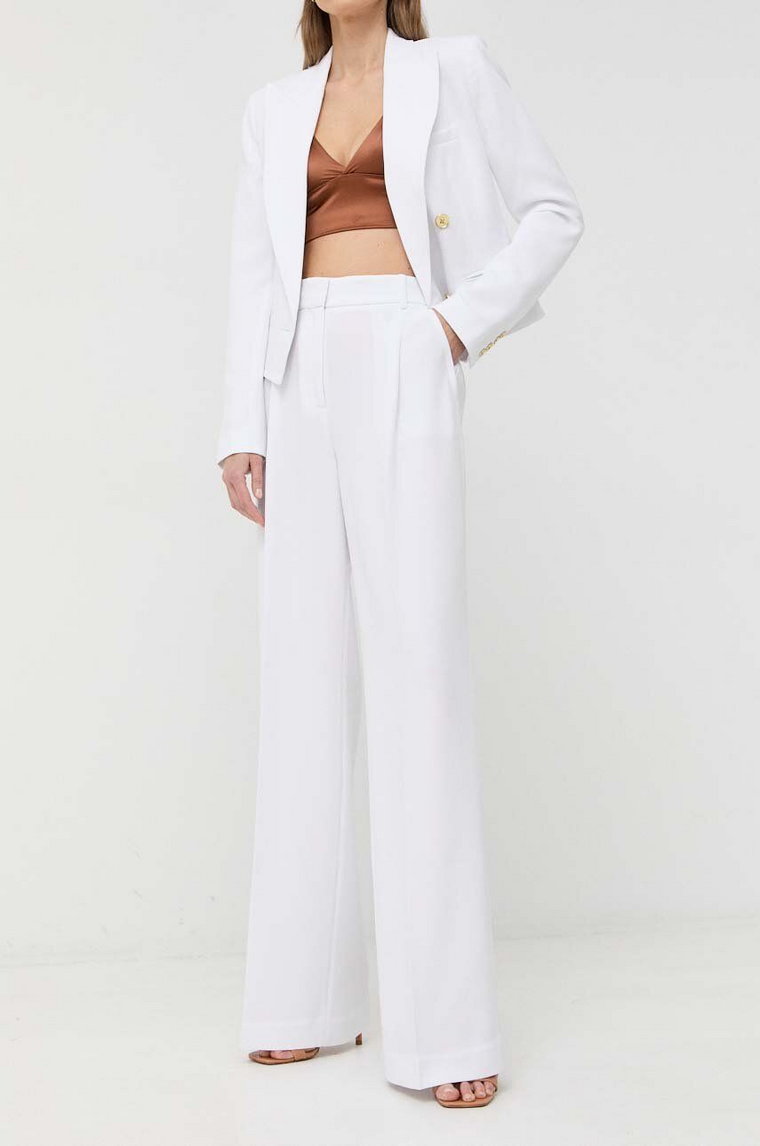 MICHAEL Michael Kors spodnie damskie kolor biały proste high waist