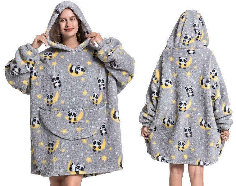 Koc Bluza Oversize Gruba Ciepła Piżama Futrzak Koc Bluza Panda 3w1