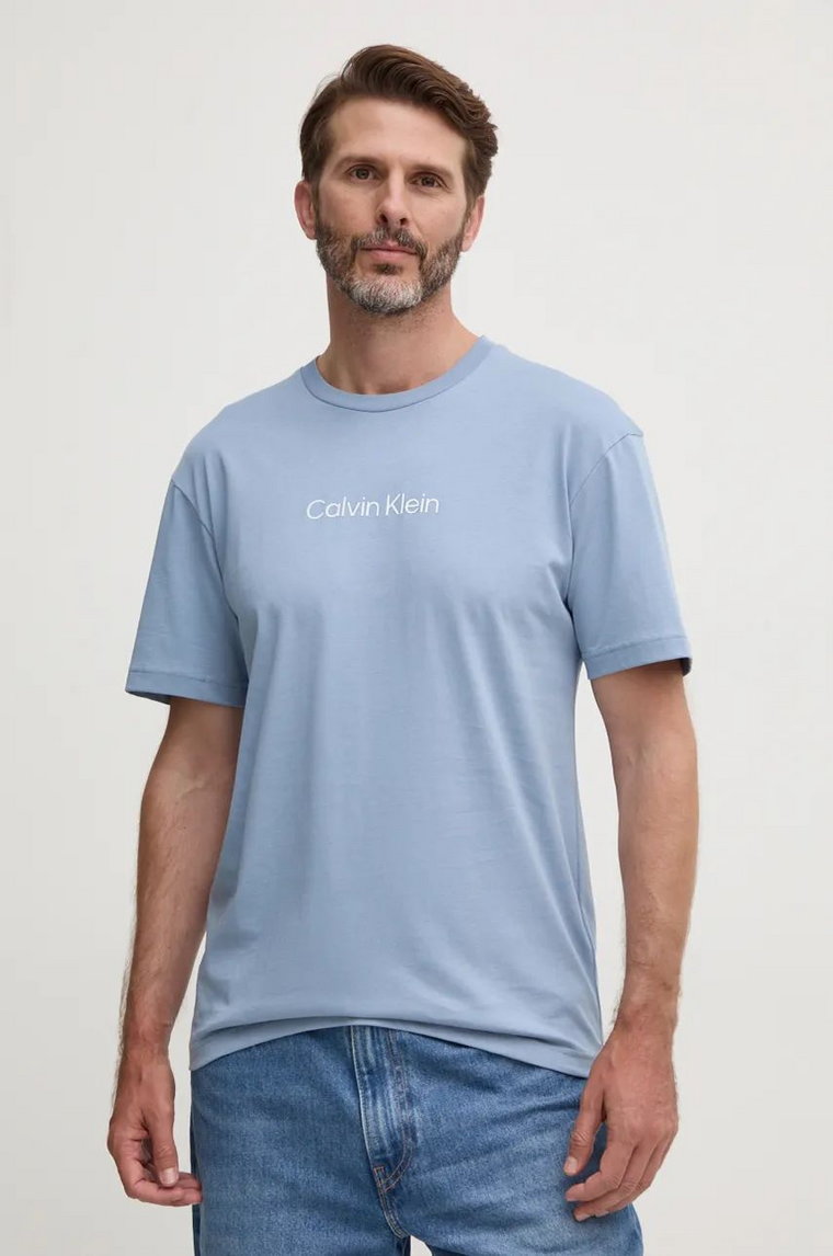 Calvin Klein t-shirt bawełniany męski kolor niebieski wzorzysty