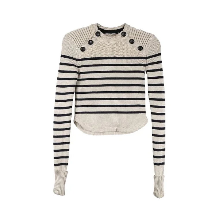 Sweter z paskami z wełny merino z guzikami Isabel Marant Pre-owned