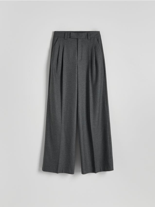 Reserved - Szerokie spodnie z metalizowaną nitką - szary