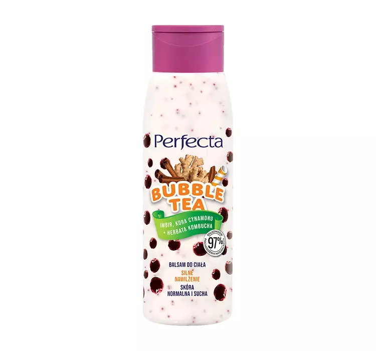 PERFECTA BUBBLE TEA IMBIR, KORA CYNAMONU + KOMBUCHA SILNIE NAWILŻAJĄCY BALSAM DO CIAŁA 400ML