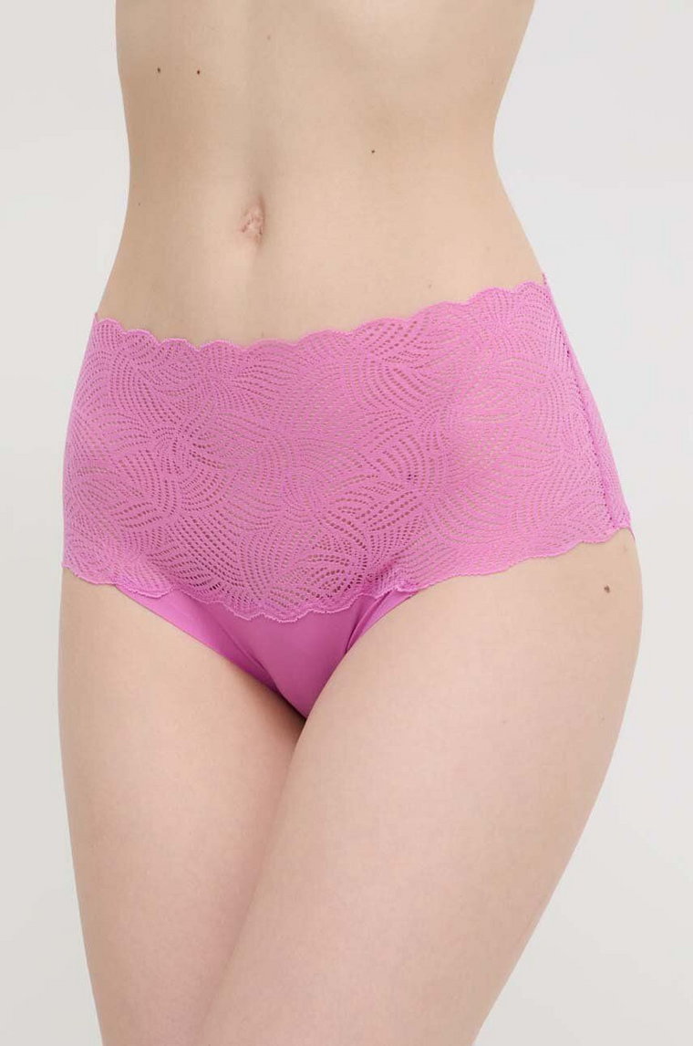 Chantelle figi SOFT STRETCH kolor różowy z koronki