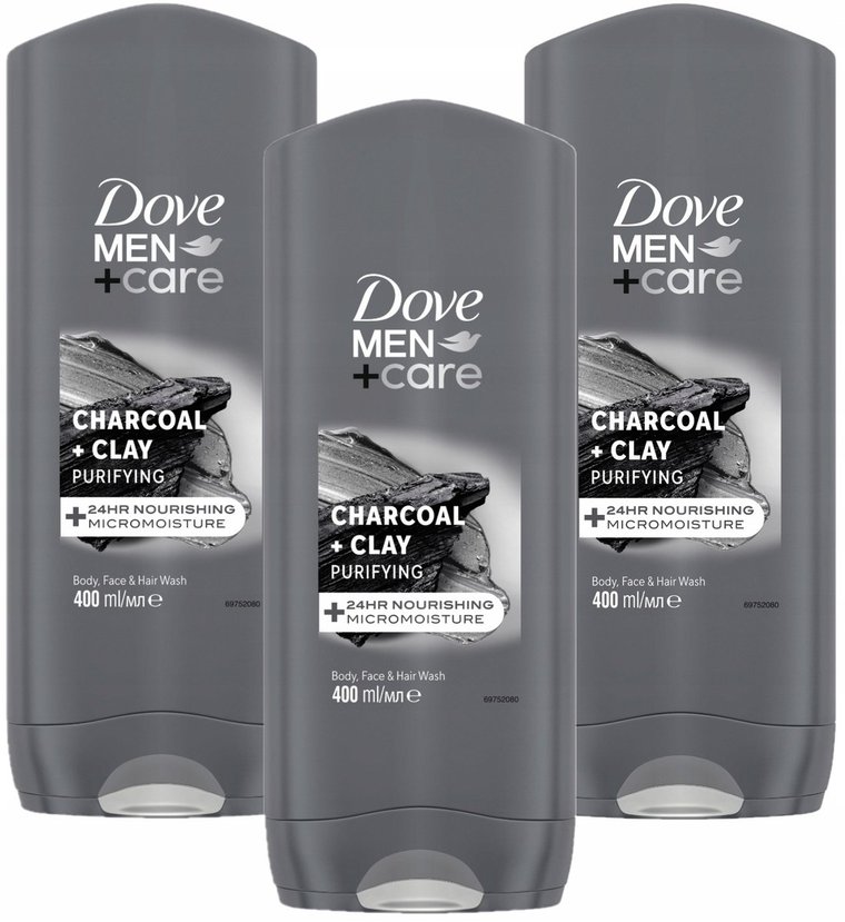 DOVE Men+Care żel pod prysznic dla mężczyzn Charcoal 3x400 ml