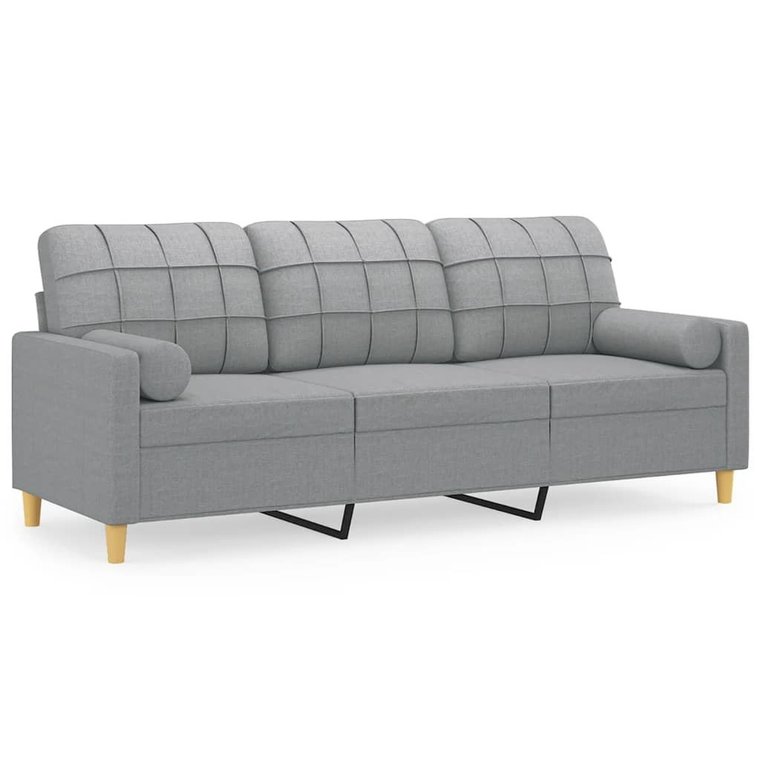 Sofa 3-osobowa jasnoszara 198x77x80 cm + poduszki