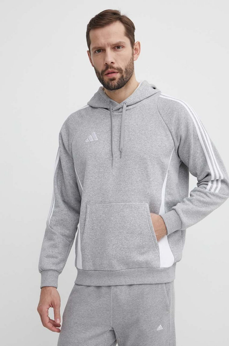 adidas Performance bluza dresowa Tiro 24 kolor szary z kapturem melanżowa IR7545