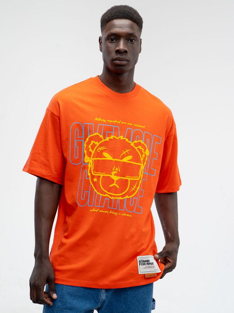 Koszulka Z Krótkim Rękawem Oversize Męska Pomarańczowa Plus Eighteen Cool