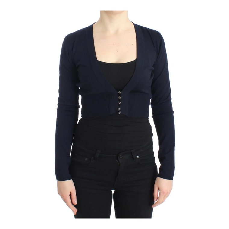 Blue cropped wool cardigan Roberto Cavalli