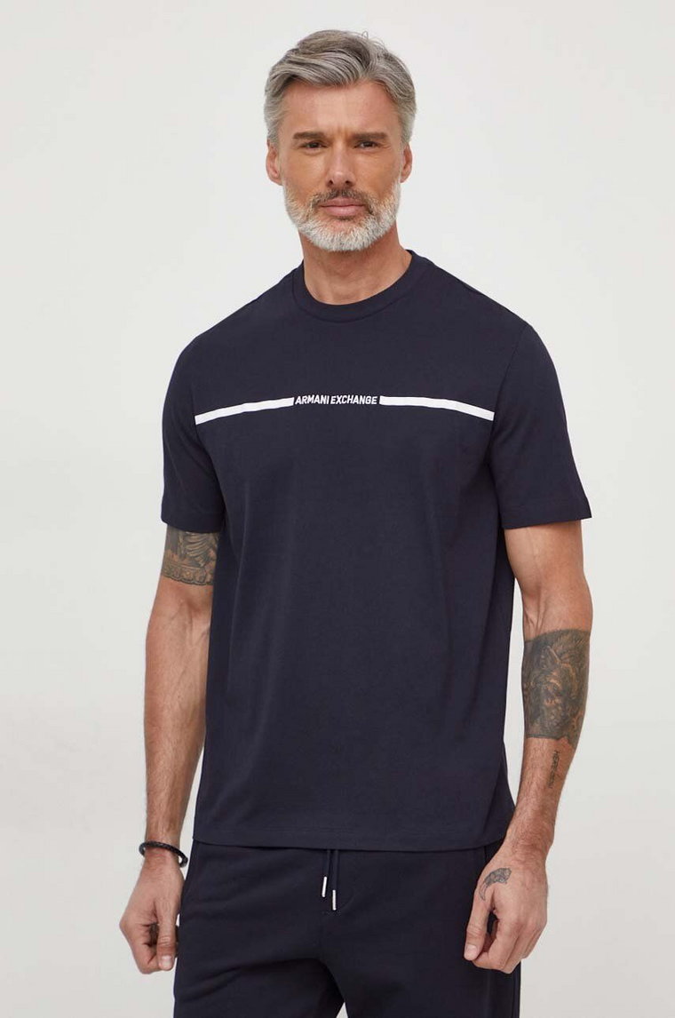 Armani Exchange t-shirt bawełniany męski kolor granatowy z nadrukiem 3DZTLG ZJ9JZ
