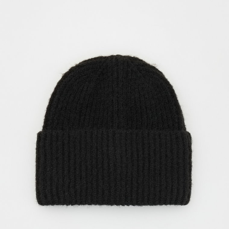 Reserved - Prążkowana czapka beanie - czarny