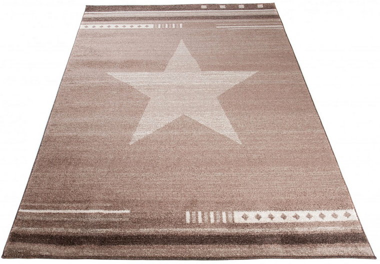 Ciemnobeżowy dywan geometryczny z gwiazdą - Matic