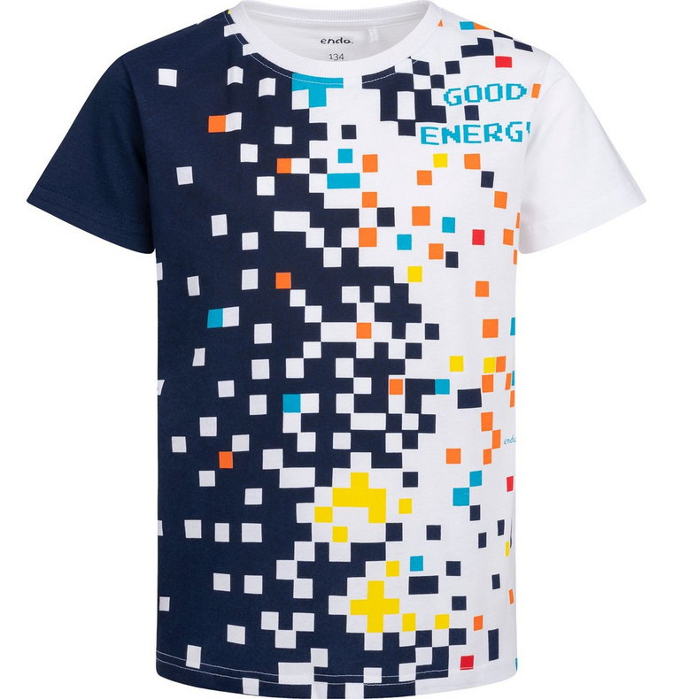 T-shirt Koszulka dziecięca chłopięca Bawełna biały 134 piksele Endo