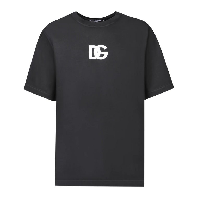 Czarna Minimalistyczna Koszulka z Nadrukiem Logo Dolce & Gabbana