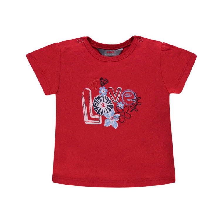 Dziewczęca koszulka z krótkim rękawem, czerwony, rozmiar 68
