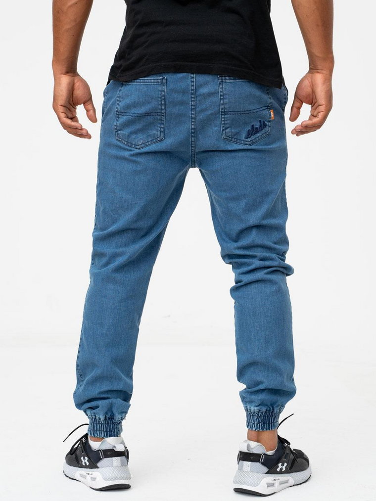 Spodnie Jeansowe Jogger Ze Ściągaczem Męskie Niebieskie Elade Handwritten Mini Logo