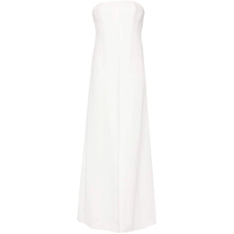 Biała Sukienka Bez Ramiączek z Fałdami Alberta Ferretti
