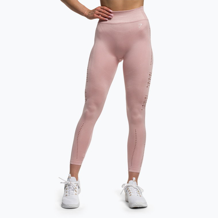 Legginsy treningowe damskie Gymshark Flawless Shine Seamless pink/white