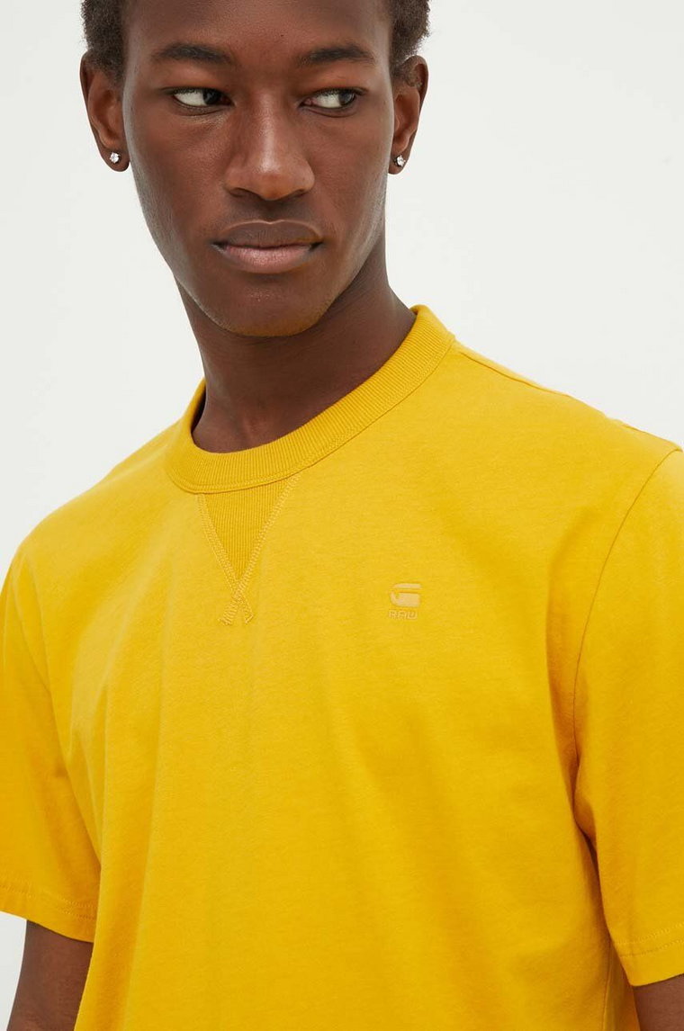 G-Star Raw t-shirt bawełniany męski kolor żółty gładki