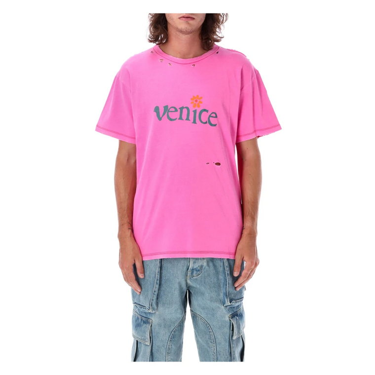 Różowa Koszulka Venice z Efektem Postarzenia ERL