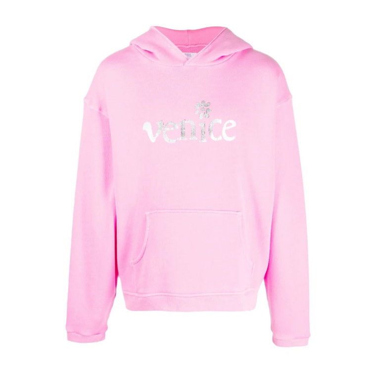 Flamingo Pink Logo Print Hoodie ERL