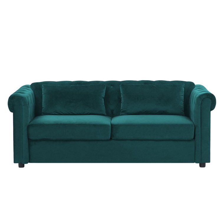 Sofa rozkładana welurowa zielona CHESTERFIELD kod: B174244