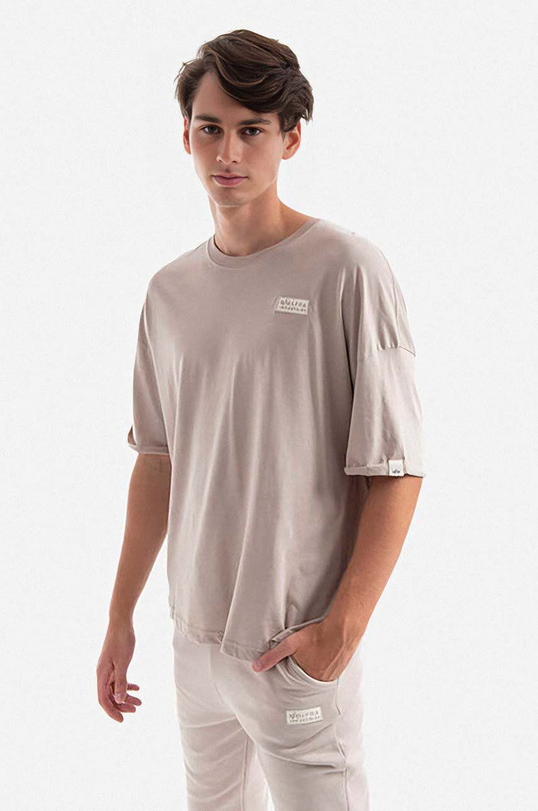 Alpha Industries t-shirt bawełniany kolor beżowy gładki 118532.627-BEZOWY