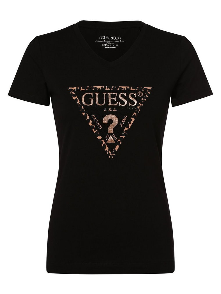 GUESS - T-shirt damski, czarny