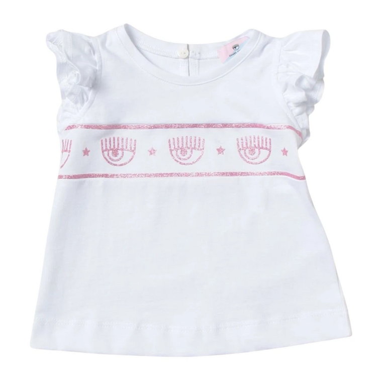 Biała koszulka z nadrukiem Eye Star dla dzieci Chiara Ferragni Collection