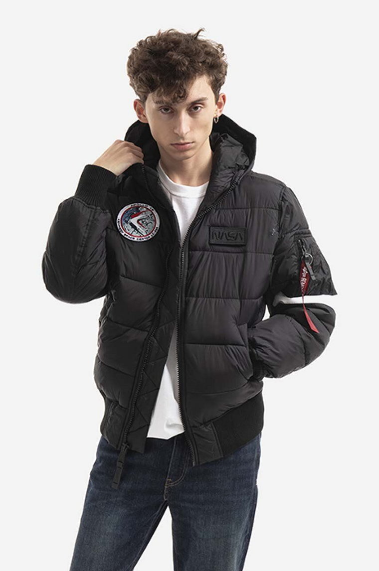 Alpha Industries kurtka Hooded Puffer Fd Nasa męska kolor czarny zimowa 198121.03-CZARNY