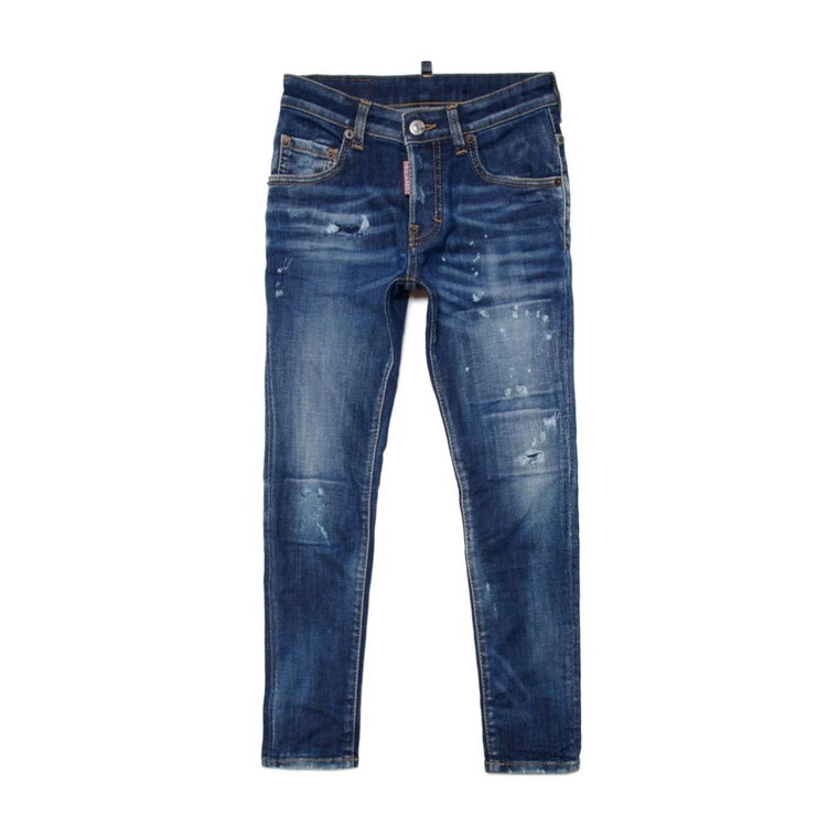 Niebieskie Jeansy dla Chłopców Ss24 Dsquared2