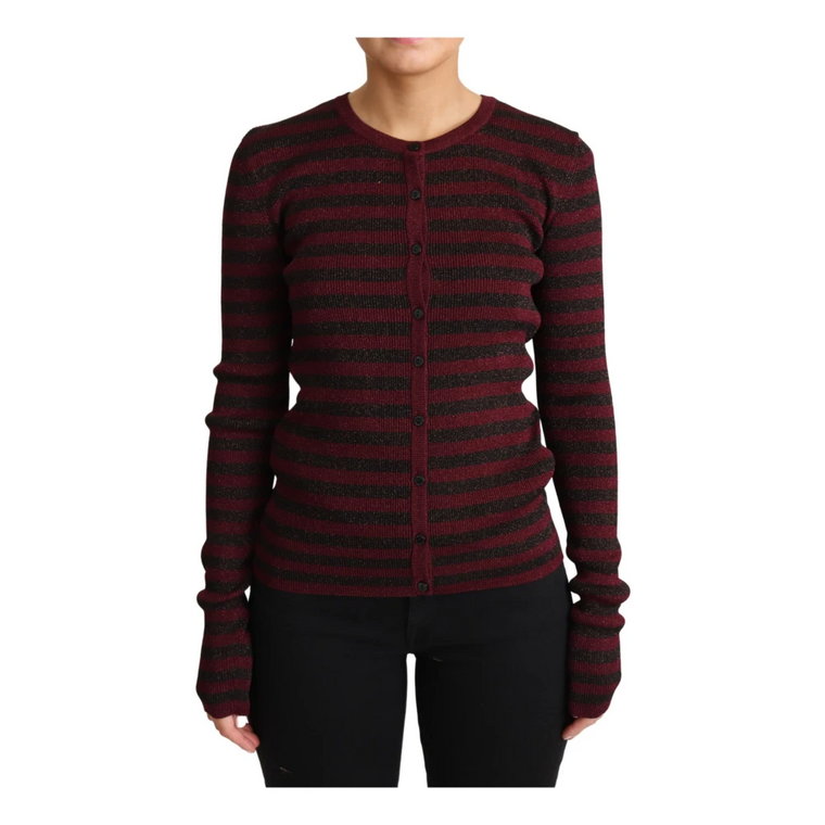 Black Red Striped Viscose Cardigan Sweater Dolce & Gabbana
