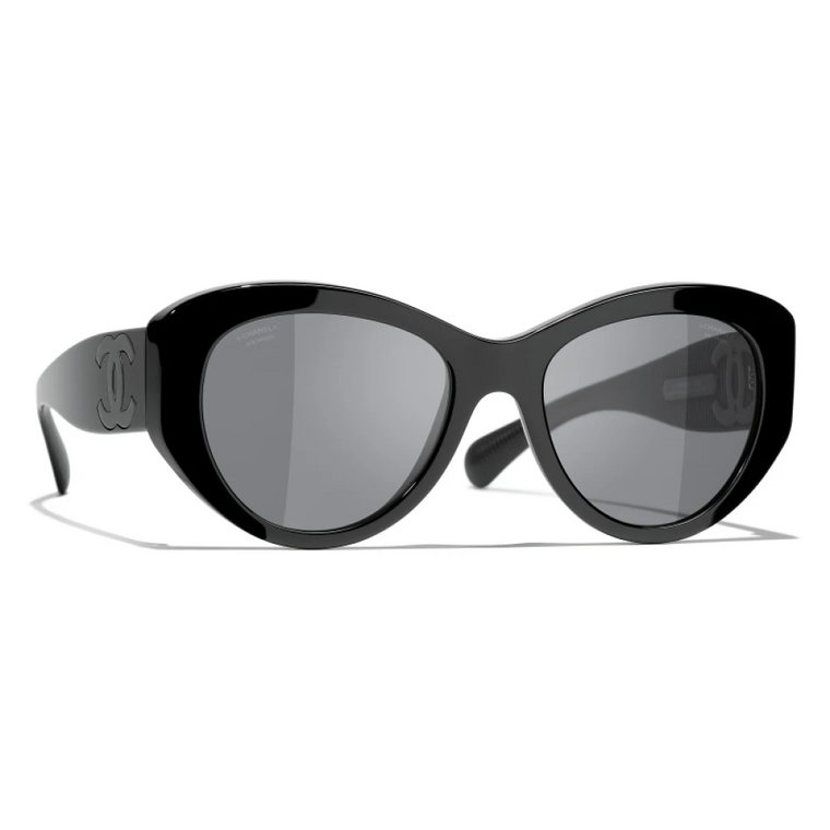 Ikoniczne okulary przeciwsłoneczne z szarymi soczewkami polaryzacyjnymi Chanel