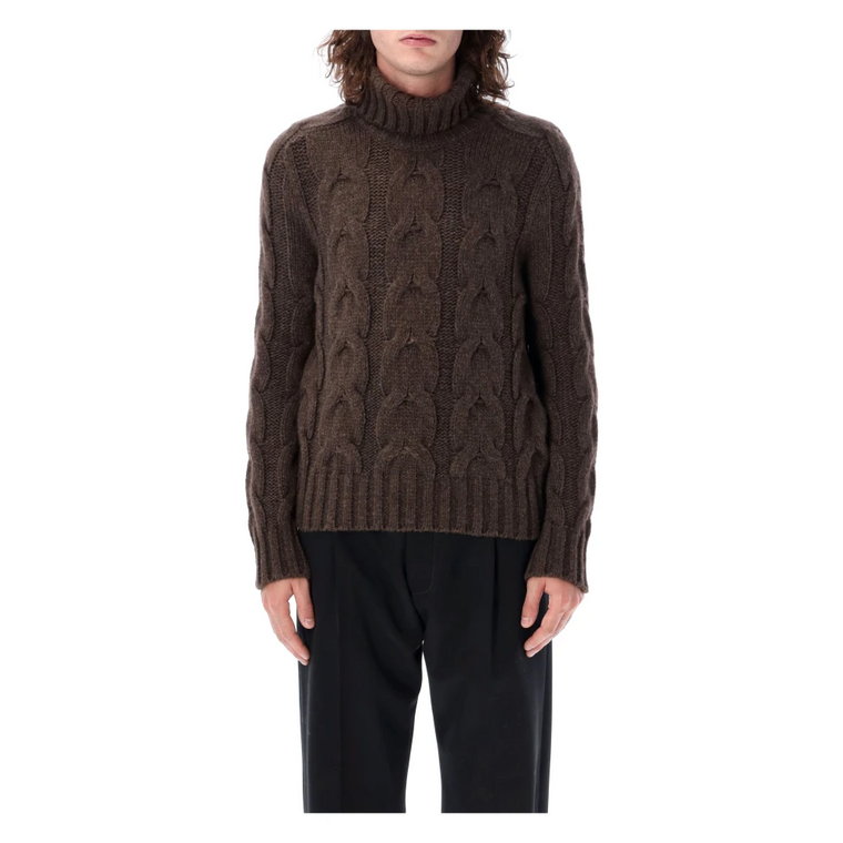 Luksusowy Sweter o Wysokim Kołnierzu w Kolorze Brązowym Aw23 Tom Ford