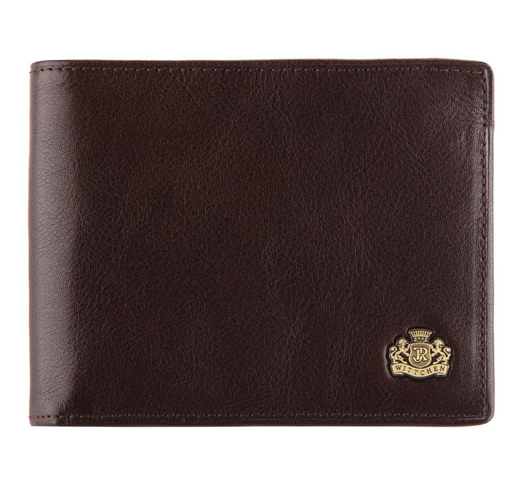 Męski portfel skórzany z dwoma suwakami brązowy