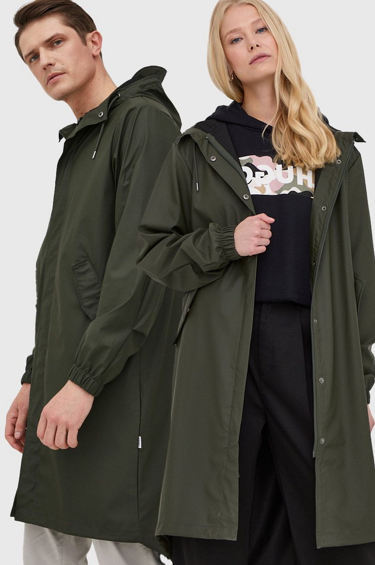 Rains kurtka przeciwdeszczowa 18140 Fishtail Parka kolor zielony przejściowa 18140.03-Green