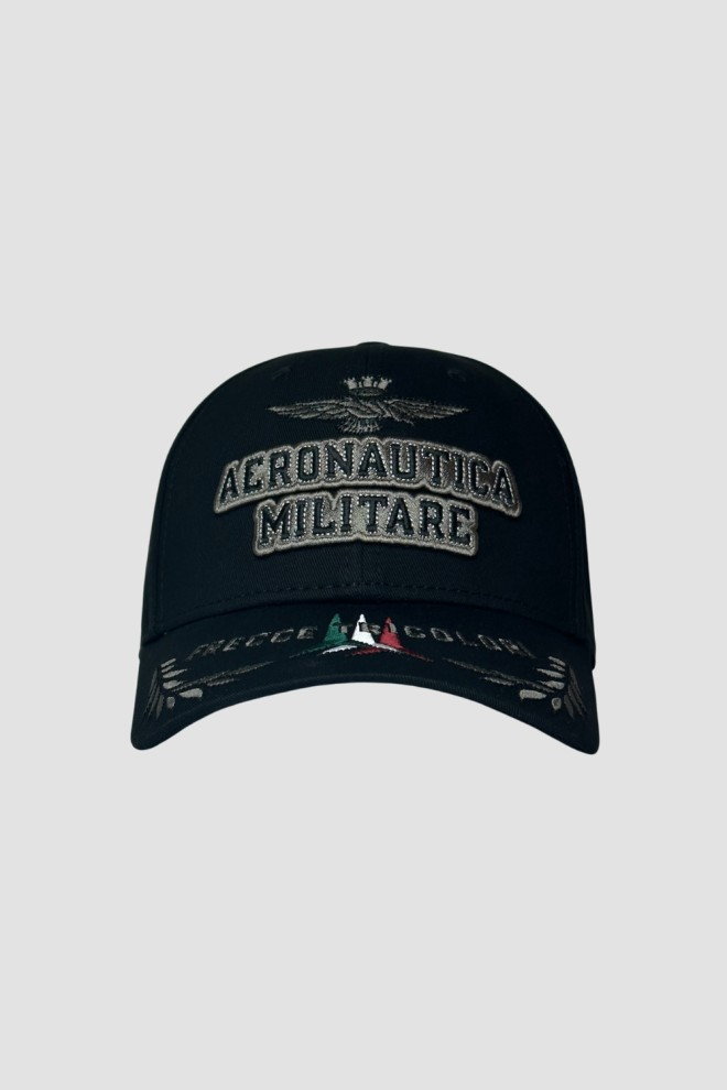 AERONAUTICA MILITARE Czarna czapka Embroidery