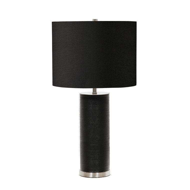 Lampa stołowa porcelanowa elegancka czarna 65 cm Ripple E27 60W Elstead