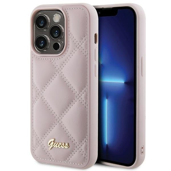 Guess GUHCP15XPSQSQSP iPhone 15 Pro Max 6.7" różowy/pink hardcase Quilted Metal Logo