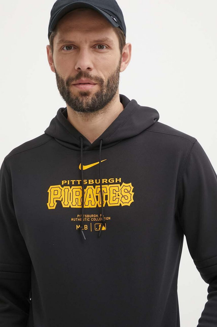 Nike bluza Pittsburgh Pirates męska kolor czarny z kapturem z nadrukiem