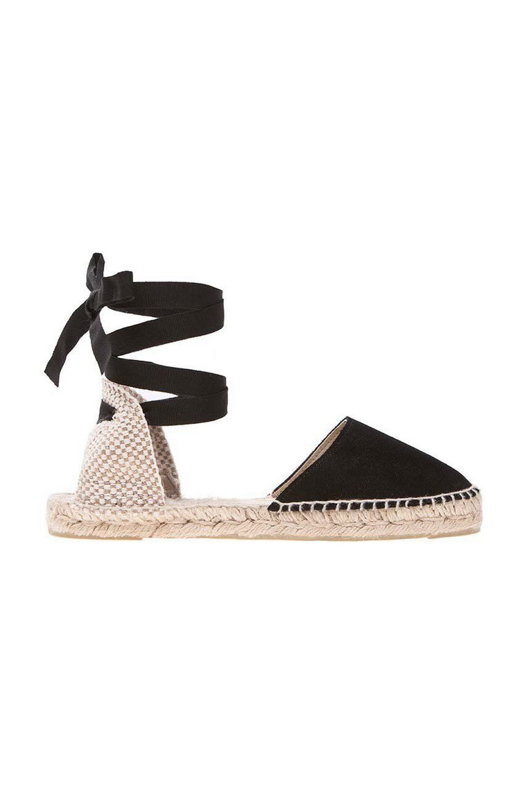 Manebi espadryle zamszowe Flat Valenciana Espadrilles kolor czarny K 1.0 P0