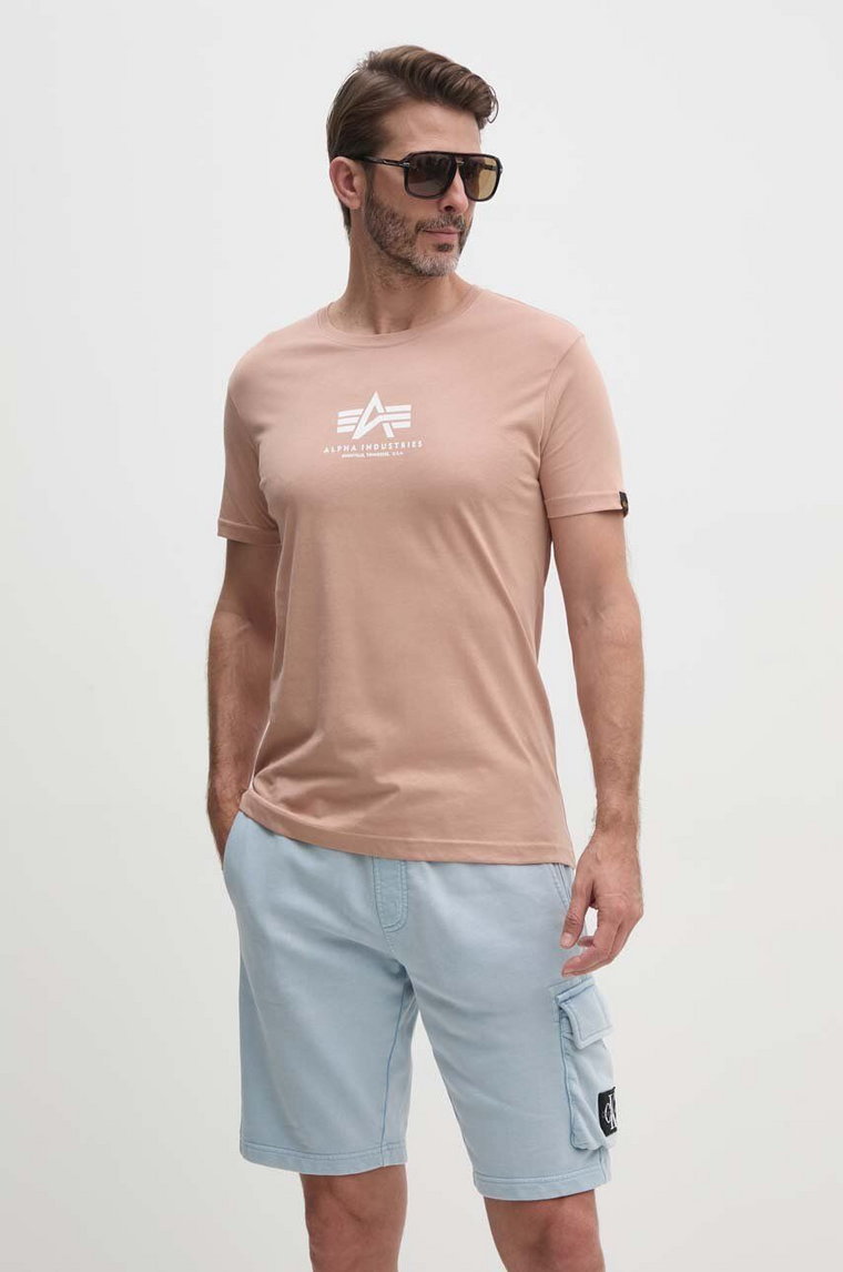 Alpha Industries t-shirt bawełniany kolor różowy z nadrukiem